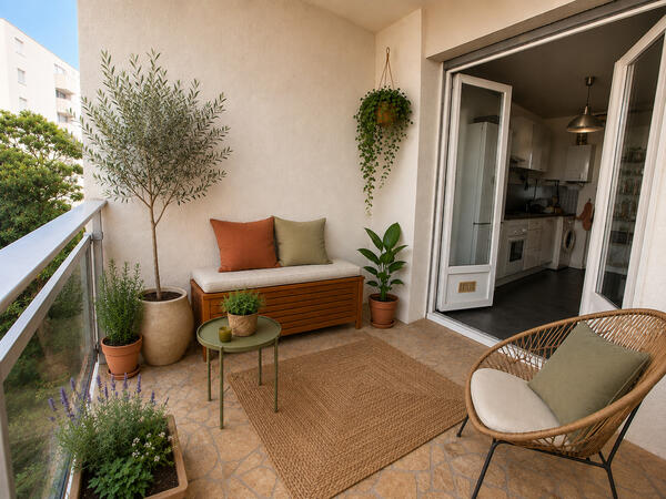 Aménagement balcon fait par IA.